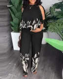 EVE Plus Size Beading Slit Sleeve Two Piece Pants Set LS-0398