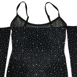 EVE Sexy Mesh Hot Diamond Sling Mini Dress BY-6507