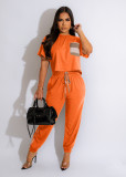 EVE Casual Pocket Patchwork Two Piece Pants Set JRF-3742