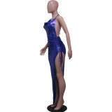 EVE Sexy Halter Backless Pleated Irregular Dress YS-S858