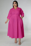 EVE Plus Size Solid Color Long Sleeve Maxi Dress OSM2-5503