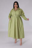 EVE Plus Size Solid Color Long Sleeve Maxi Dress OSM2-5503