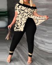 EVE Plus Size Fashion Print Slit Tops And Pants Two Piece Set SHD-9619