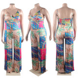 EVE Plus Size Sexy Print Sling Wide Leg Jumpsuit NY-2757
