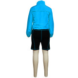 EVE Contrast Color Patchwork Long Sleeve Shorts Sport Set YF-9394