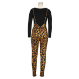 EVE Long Sleeve Tops And Leopard Print Backpack Pants 2 Piece Set XHSY-19608