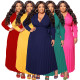 EVE Plus Size Long Sleeve Tie Up Pleated Maxi Dress NNWF-7908