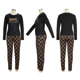 EVE Letter Print Long Sleeve Fashion Print Pants Set XHSY-19596