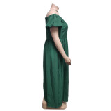 EVE Plus Size Solid Color Big Swing Maxi Dress QYXZ-9131