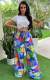 EVE Fashion Print Drawstring Wide Leg Pants MXDF-6127