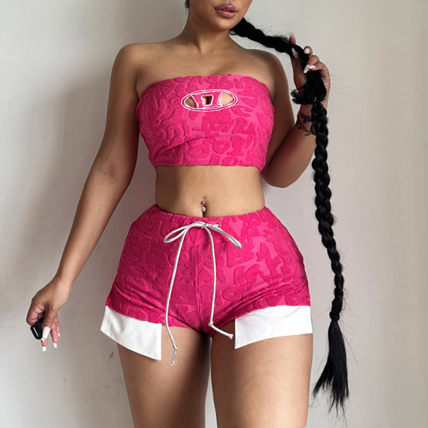 EVE Sexy D Letter Hollow Out Tube Tops Two Piece Set FL-YY23052DG