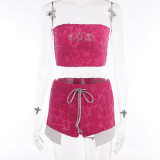 EVE Sexy D Letter Hollow Out Tube Tops Two Piece Set FL-YY23052DG