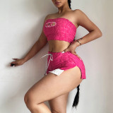 EVE Sexy D Letter Hollow Out Tube Tops Two Piece Set FL-YY23052DG