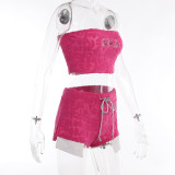 EVE Sexy D Letter Hollow Out Tube Tops Two Piece Set FL-YY23052DG