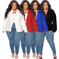 EVE Plus Size Solid Lapel Long Sleeve Small Blazer Jacket NNWF-7899
