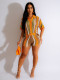 EVE Contrast Color Hollow Out Knit Two Piece Shorts Set ZSD-0286