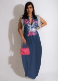 EVE Plus Size Fashion Print Tassel Sleeveless Maxi Dress BYMF-60888