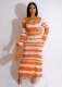 EVE Color Block Long Sleeve Knit Maxi Dress OSM-4403