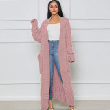 EVE Solid Color Long Sleeve Long Sweater Cardigan FSXF-380