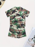 EVE Camouflage Print Short Sleeve Shorts Set SH-390700