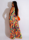 EVE Print Sleeveless Wide Leg Jumpsuit(With Waist Belt) HEJ-8389