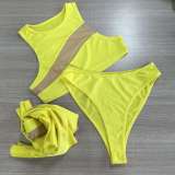 EVE Plus Size Mesh Patchwork See Through Swimsuit Three Piece Set NY-2787
