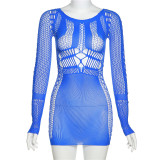 EVE Long Sleeve Mesh Sexy Nightclub Dress DLSF-W22D13770