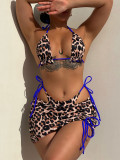 EVE Leopard Print Tie Up Bikinis 3 Piece Set CASF-6594