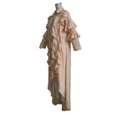 EVE Casual Ruffle Sleeve Shirt Dress Sunscreen Clothing YS-S863