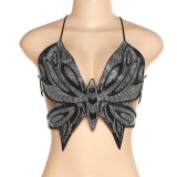 EVE Sexy backless Lace-up Butterfly Hot Drill Vest DLSF-K22B23834