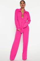 EVE Solid Color Long Sleeve Loose Two Piece Pants Set YD-8765