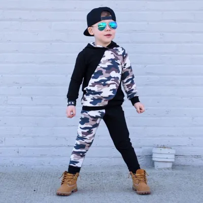 EVE Kids Boy Color Block Hooded Sport Two Piece Set GYMF-113