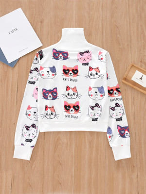 EVE Kids Girls High Collar Print Sweatshirt T Shirt GYMF-112