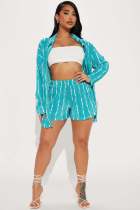 EVE Fashion Pleated Print Long Sleeve Two Piece Shorts Set YD-8766-F7