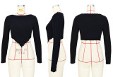 EVE Long Sleeve Knit Irregular Crop Tops ASL-6689