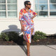 EVE Plus Size Print Short Sleeve Long Shirt Shorts Two Piece Set NY-10569