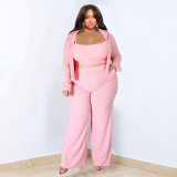 EVE Plus Size Solid Color Sport Casual Three Piece Pants Set NNWF-7935