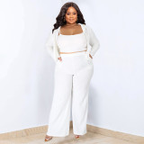 EVE Plus Size Solid Color Sport Casual Three Piece Pants Set NNWF-7935