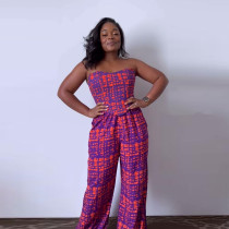 EVE Sexy Print Tube Tops And Wide Leg Pants 2 Piece Set NY-10580
