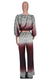 EVE Fashion Print Gradient Long Sleeve Two Piece Pants Set XHXF-8680