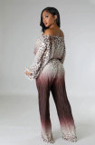 EVE Fashion Print Gradient Long Sleeve Two Piece Pants Set XHXF-8680
