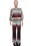 EVE Fashion Print Gradient Long Sleeve Two Piece Pants Set XHXF-8680