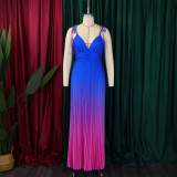 EVE Plus Size Backless Sexy Strappy Gradient Maxi Dress GATE-D403