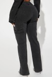 EVE Fashion Denim Long Sleeve Short Coat 2 Piece Set MEM-88510