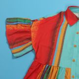 EVE Plus Size Contrast Color Patchwork Shirt Dress NY-10552