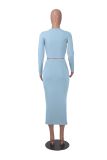 EVE Solid Color Long Sleeve Two Piece Skirts Set MZ-2810