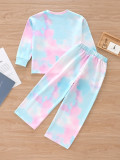 EVE Kids Girl Tie Dye Print Sweatshirt Sport Two Piece Pants Set GYMF-123