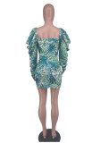 EVE Fashion Print Puffed Sleeve Slim Mini Dress XHXF-368