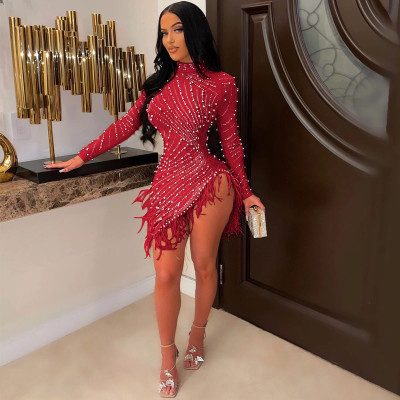 EVE Hot Drilling Sexy Mesh Hollow Out Bodycon Dress AIL-230