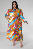 EVE Plus Size Print Long Sleeve Maxi Dress GDAM-218289